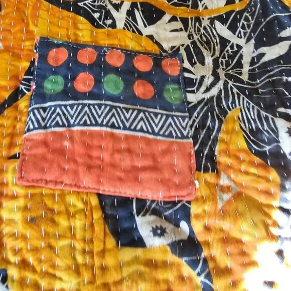 Vintage Cotton Kantha Quilt Indian Handmade Patchwork Bedspread Washable Blanket